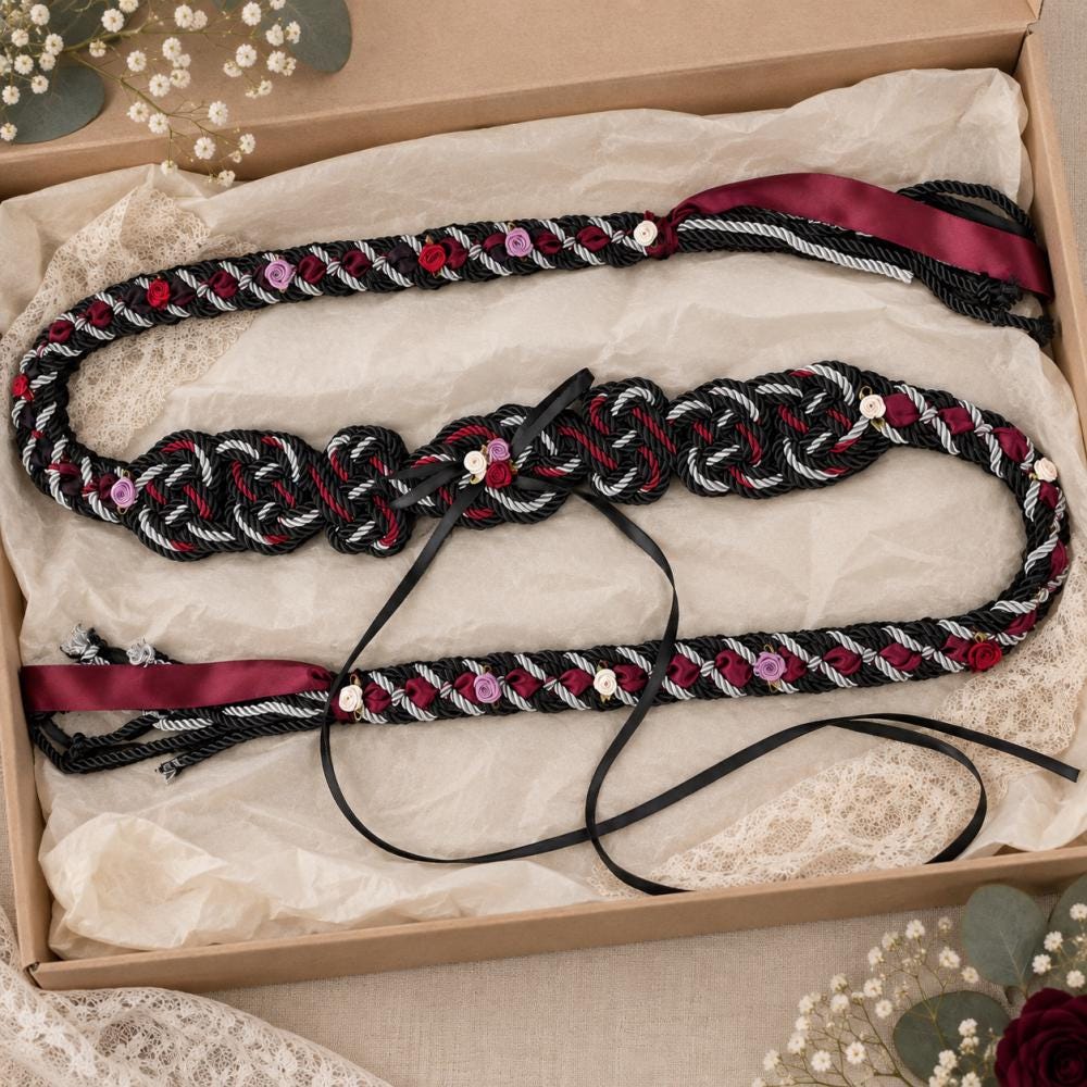 Black & Burgundy Gothic Celtic Knot Handfasting Cord — product image 4