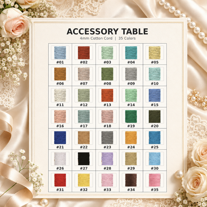 BOYOGO option chart - 4mm cotton cord colors 01-35