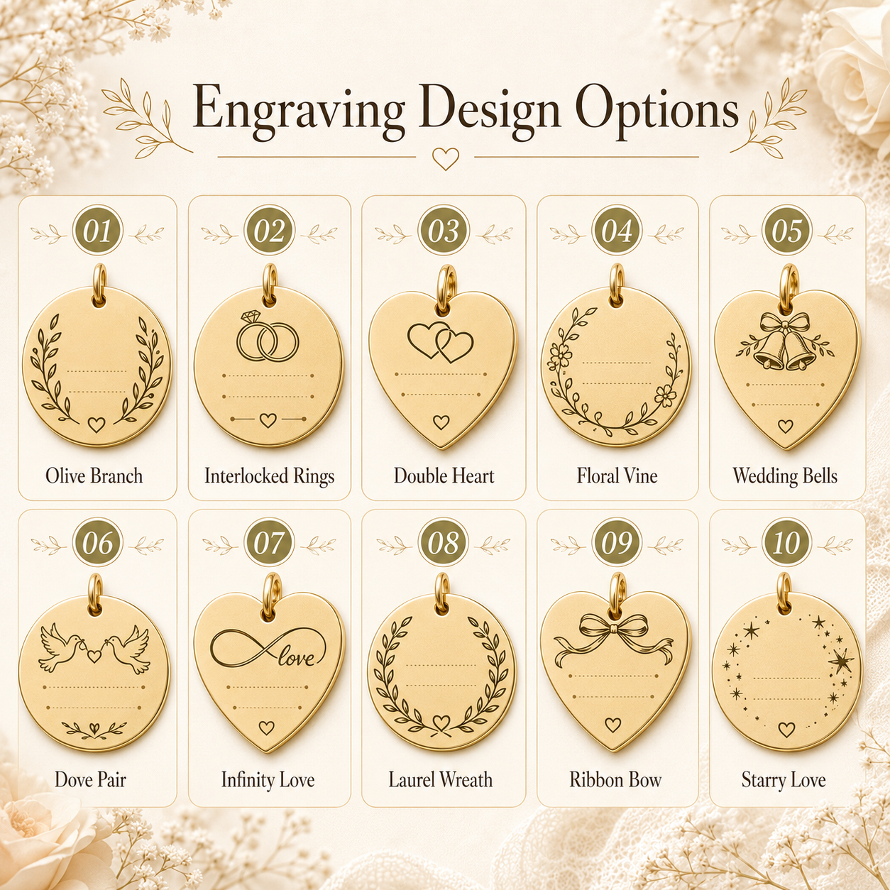 BOYOGO option chart - engraving design options 01-10
