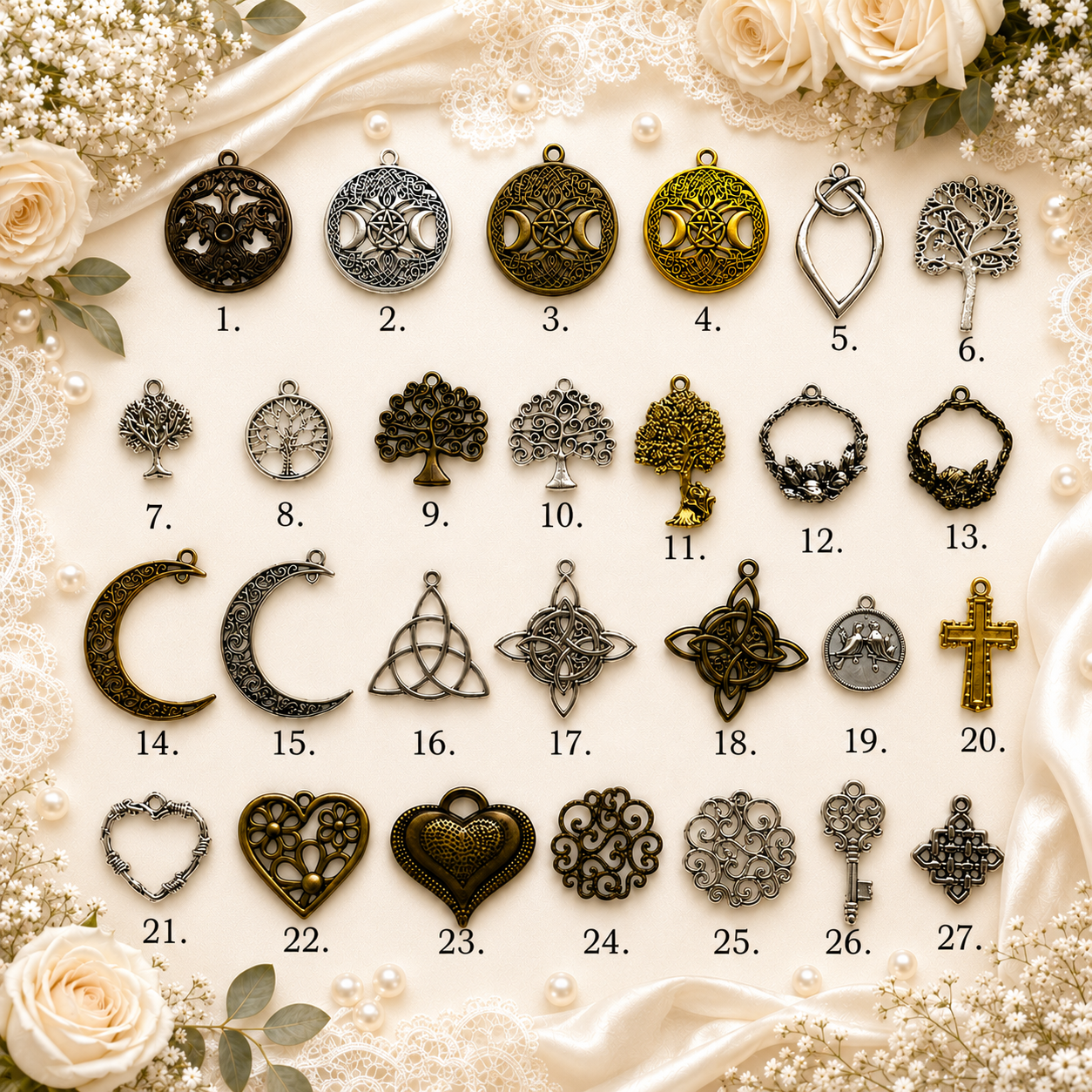 BOYOGO option chart - charm pendant options 1-27
