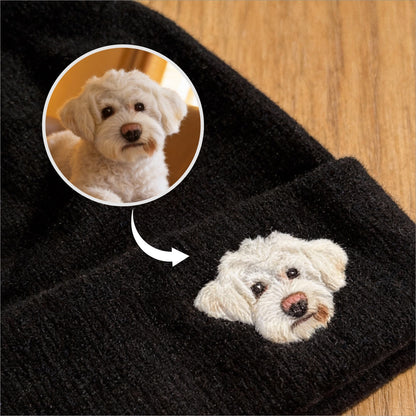 🧵 Custom Pet Portrait Wool Beanie – alternate product view