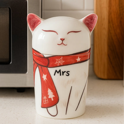Creative Ceramic Cat Urn with Decorative Elements – main product view