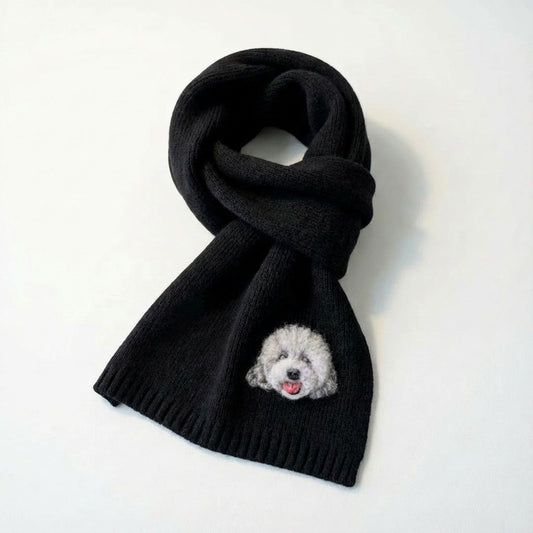 🧣 Custom Pet Portrait Knit Scarf – Cozy Personalized Scarf for Pet Lovers - personalized pet gift detail image 2