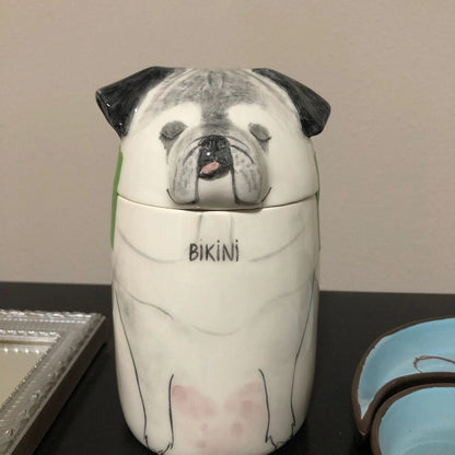 Custom Pet Urn for Dog Ashes - Personalized Ceramic Memorial Keepsake with Engraved Name & Photo, Handmade Pet – size and style reference