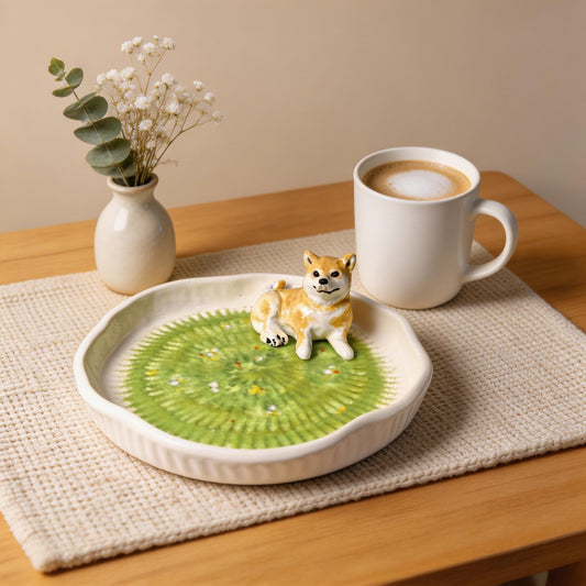 Custom Pet on Grass Ceramic Plate - personalized pet gift main product image