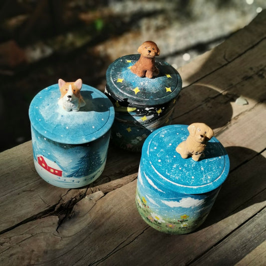 Handmade Pet Urn for Ashes – Ceramic Keepsake Urns with 3D Pet Figurine Lid - personalized pet gift detail image 2
