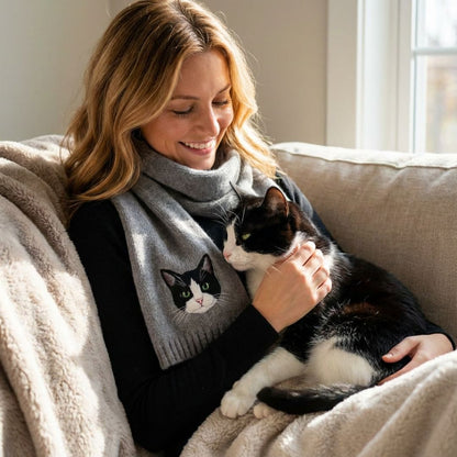 🧣 Custom Pet Portrait Knit Scarf – main product view