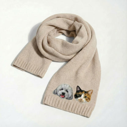 🧣 Custom Pet Portrait Knit Scarf – material and finish detail