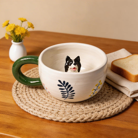 Custom Pet Inside Mug with 3D Pet – Green Handle Ceramic Coffee Mug - personalized pet gift detail image 2