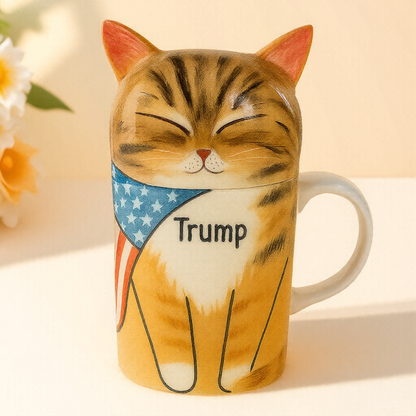 Creative Ceramic Cat Urn with Decorative Elements – close-up product detail
