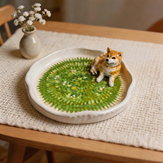 Custom Pet on Grass Ceramic Plate - personalized pet gift detail image 2