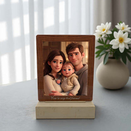 Custom Acrylic Photo Frame with LED Light – personalization and design detail