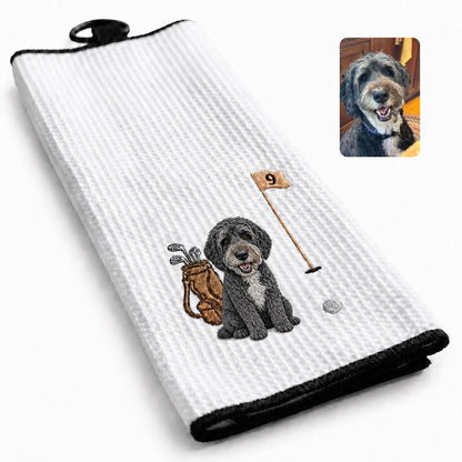 Custom Embroidered Pet Golf Towel with Carabiner – alternate product view