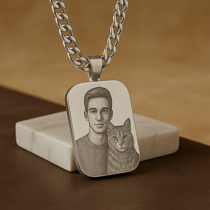 Custom Engraved Portrait Necklace – size and style reference