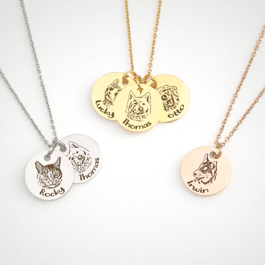 Pet Portrait Name Necklace - personalized pet gift detail image 2