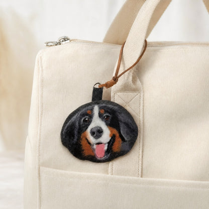 Custom Needle Felted Pet Portrait Keychain – personalization and design detail