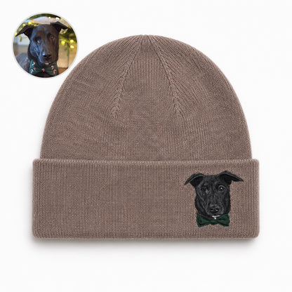 Custom Needle Felted Pet Portrait Hat – close-up product detail