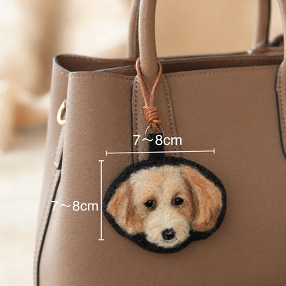 Custom Needle Felted Pet Portrait Keychain – size and style reference