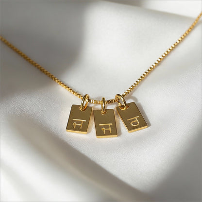 Punjabi Initial Tag Necklace – close-up product detail
