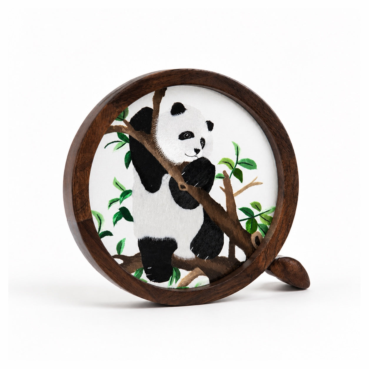 Custom Sichuan Embroidery Panda Walnut Wood Display Frame – Personalized Shu Embroidery Art Plaque