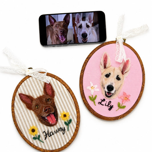 Custom Wool Felt Pet Portrait - Embroidered Wool Art｜Pet Memorial - personalized pet gift detail image 2