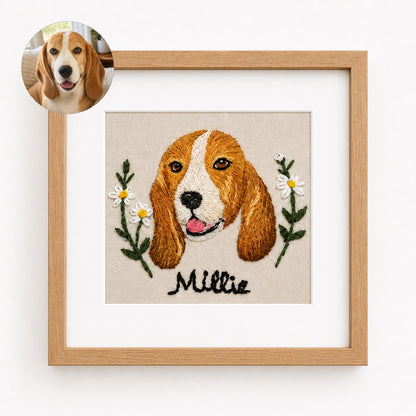 Custom Embroidered Pet Portrait Frame with Personalized Name – alternate product view