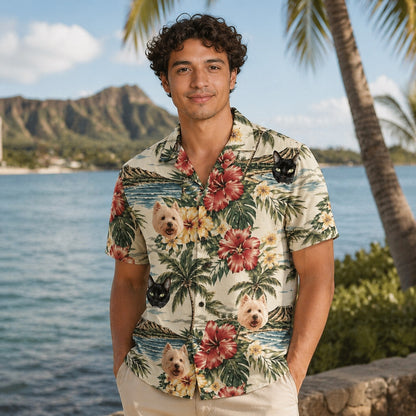 Personalized Face Custom Unisex Tropical Hawaiian Aloha Shirt – material and finish detail