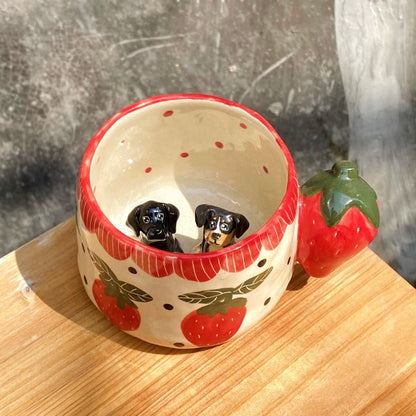 Strawberry Mug with Custom Pet Inside – material and finish detail