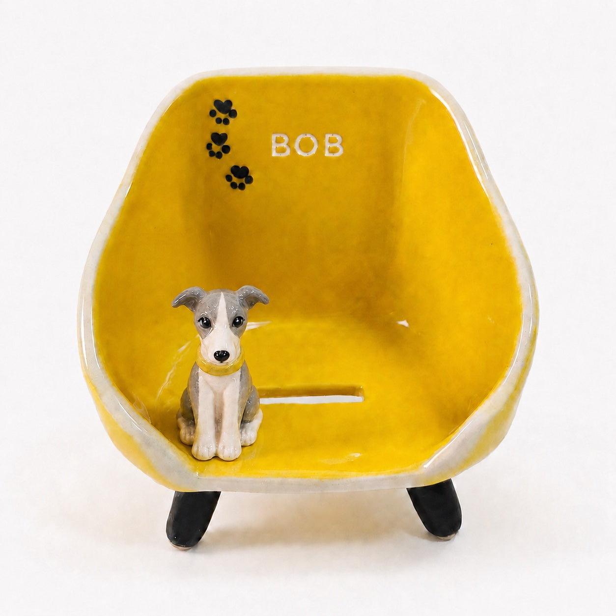 Personalized Ceramic Phone Stand with Custom Pet Figurine – Handmade Pet Lover Gift, Desk Phone Holder, Custom Name Ceramic Stand