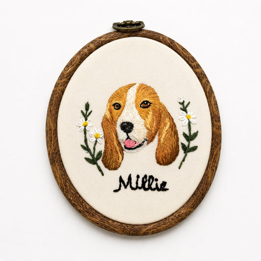 Personalized Pet Portrait Embroidery Frame – Handmade Custom Pet Wall Art - personalized pet gift detail image 2