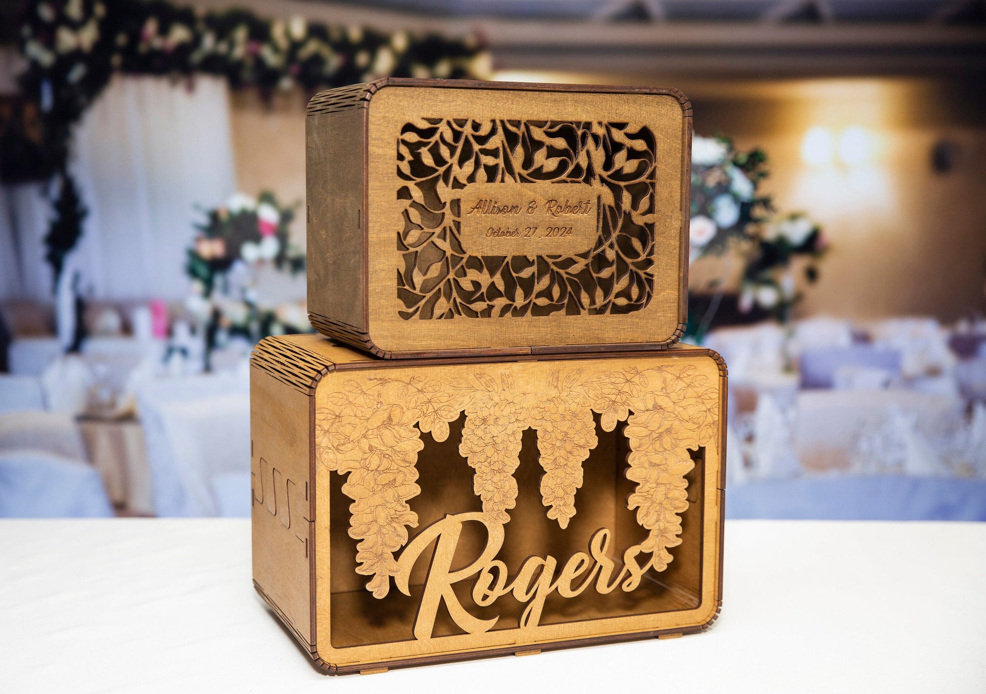 Personalized family name wooden card box