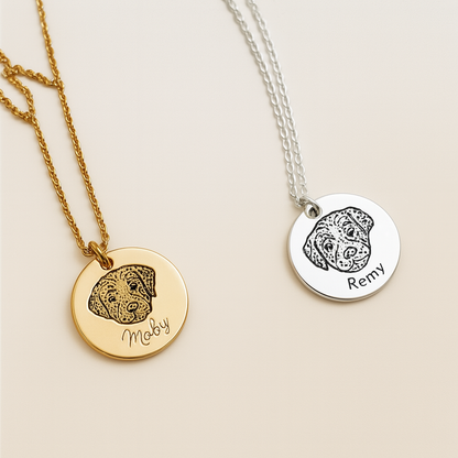 Pet Portrait Name Necklace (Stainless Steel) – main product view
