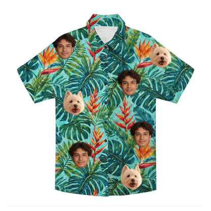 Personalized Face Custom Unisex Tropical Hawaiian Aloha Shirt – personalization and design detail