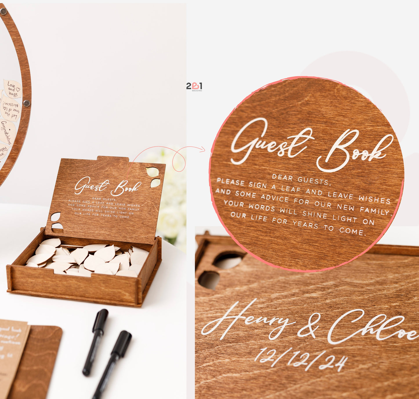 Guest signing wooden leaves