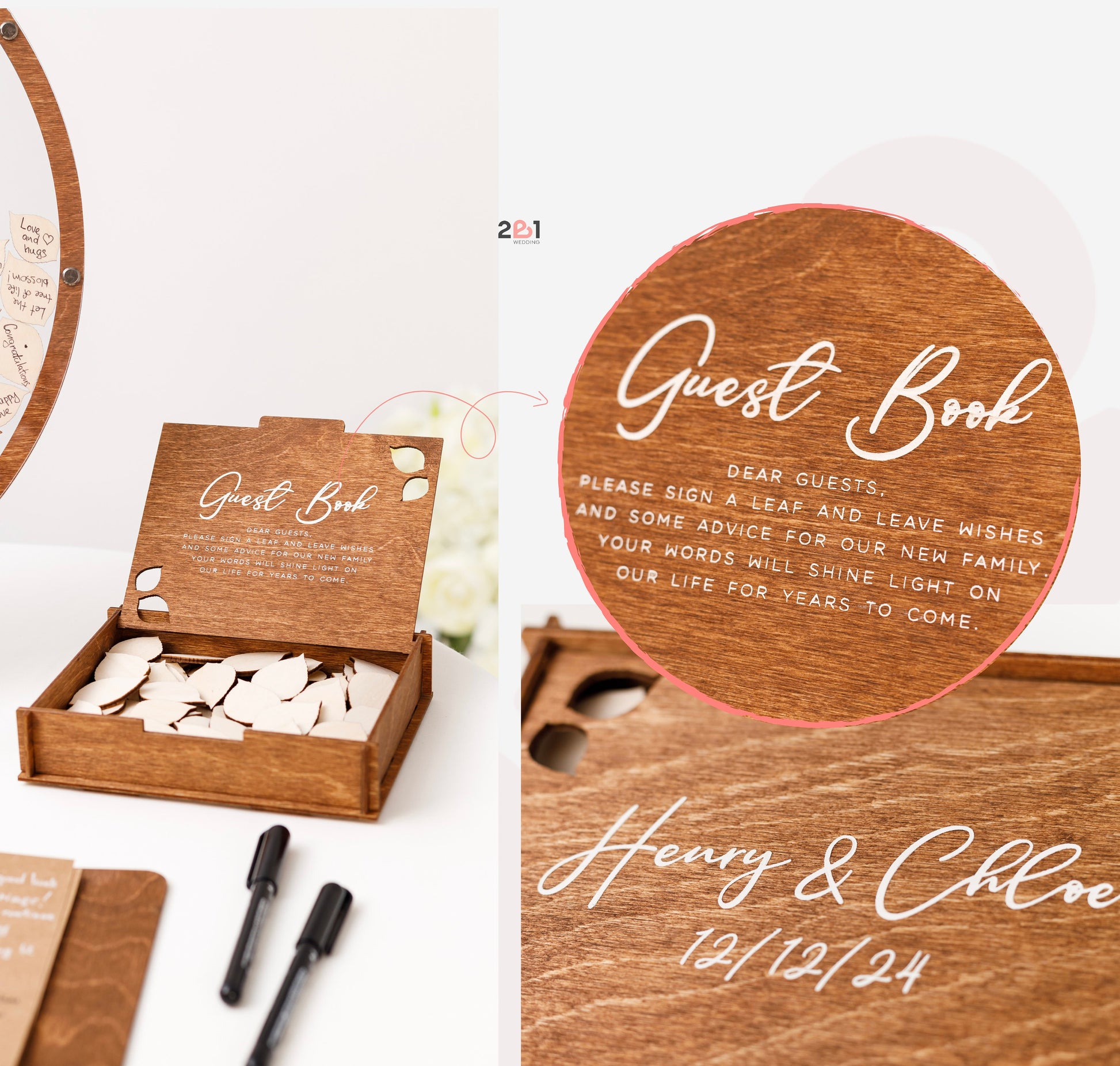 Guest signing wooden leaves