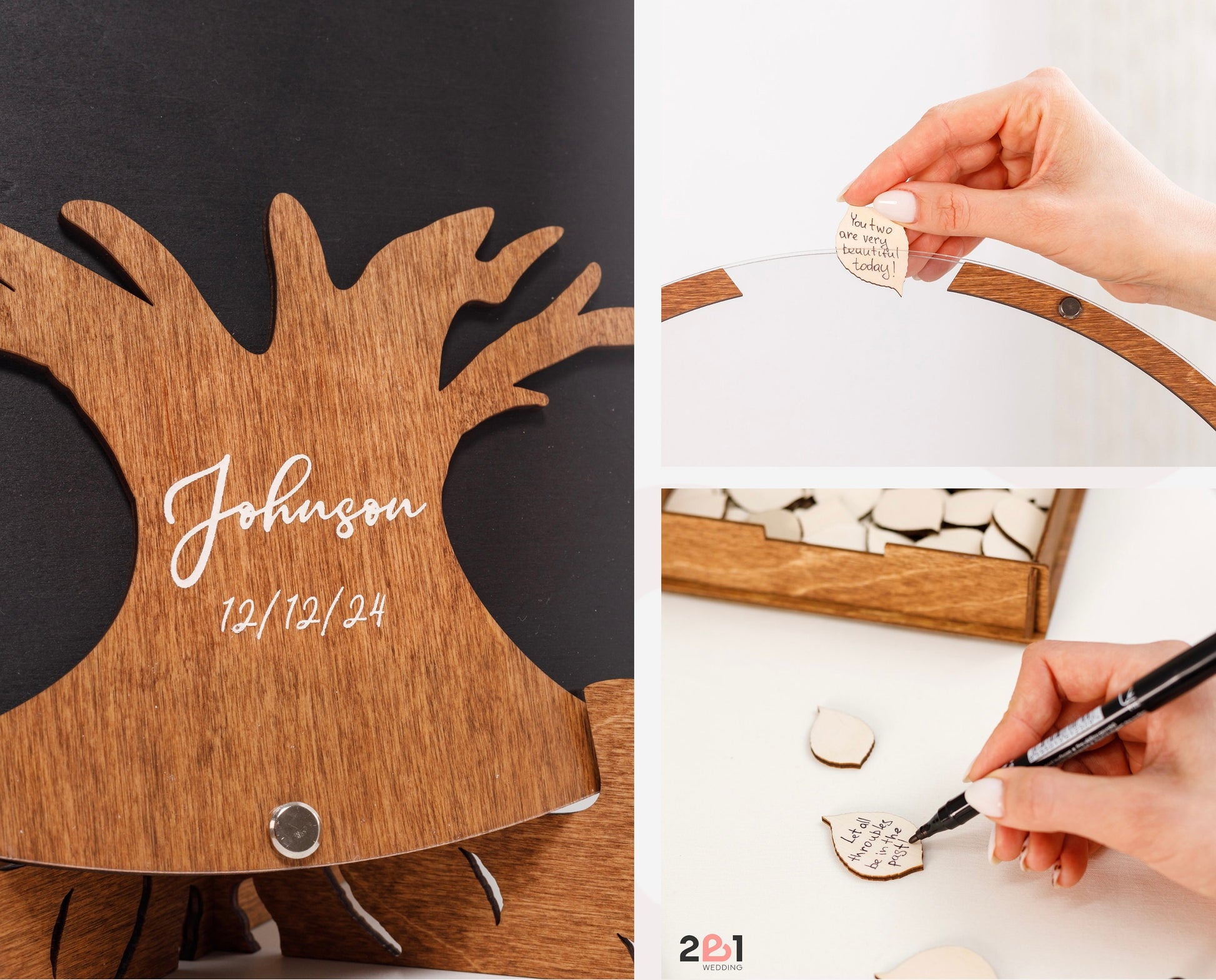Wedding guest book leaf box option