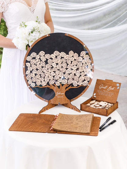 Rustic wooden wedding guest book alternative