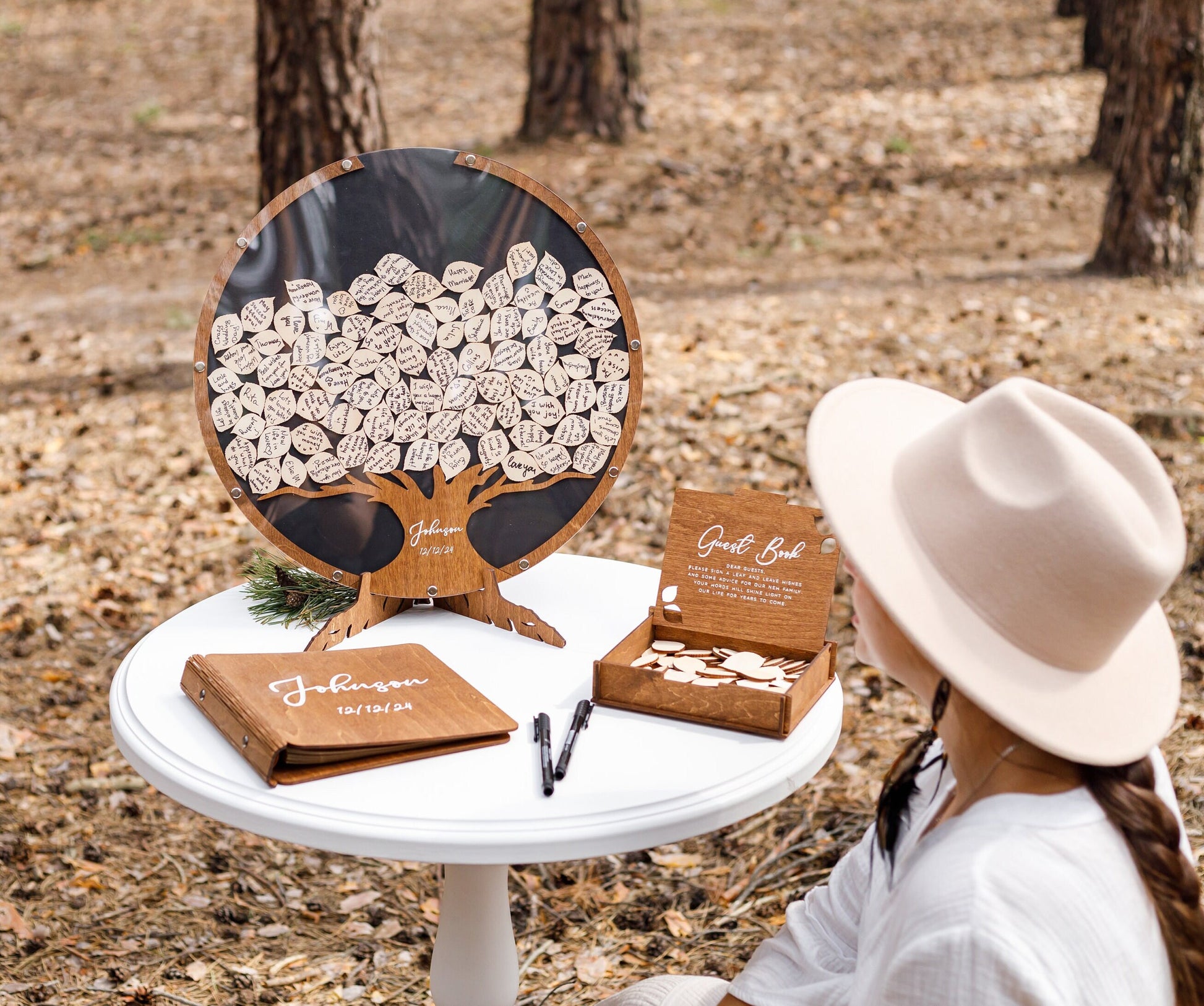 Round family tree guest book frame