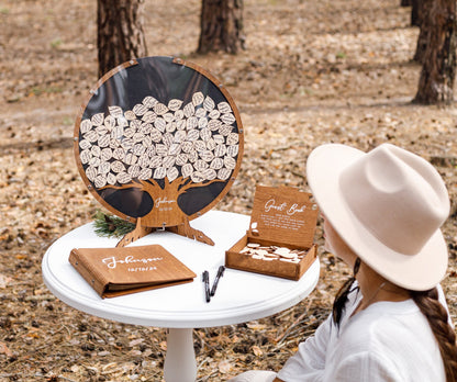 Round family tree guest book frame