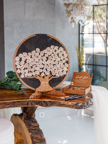 Personalized wedding guest book details