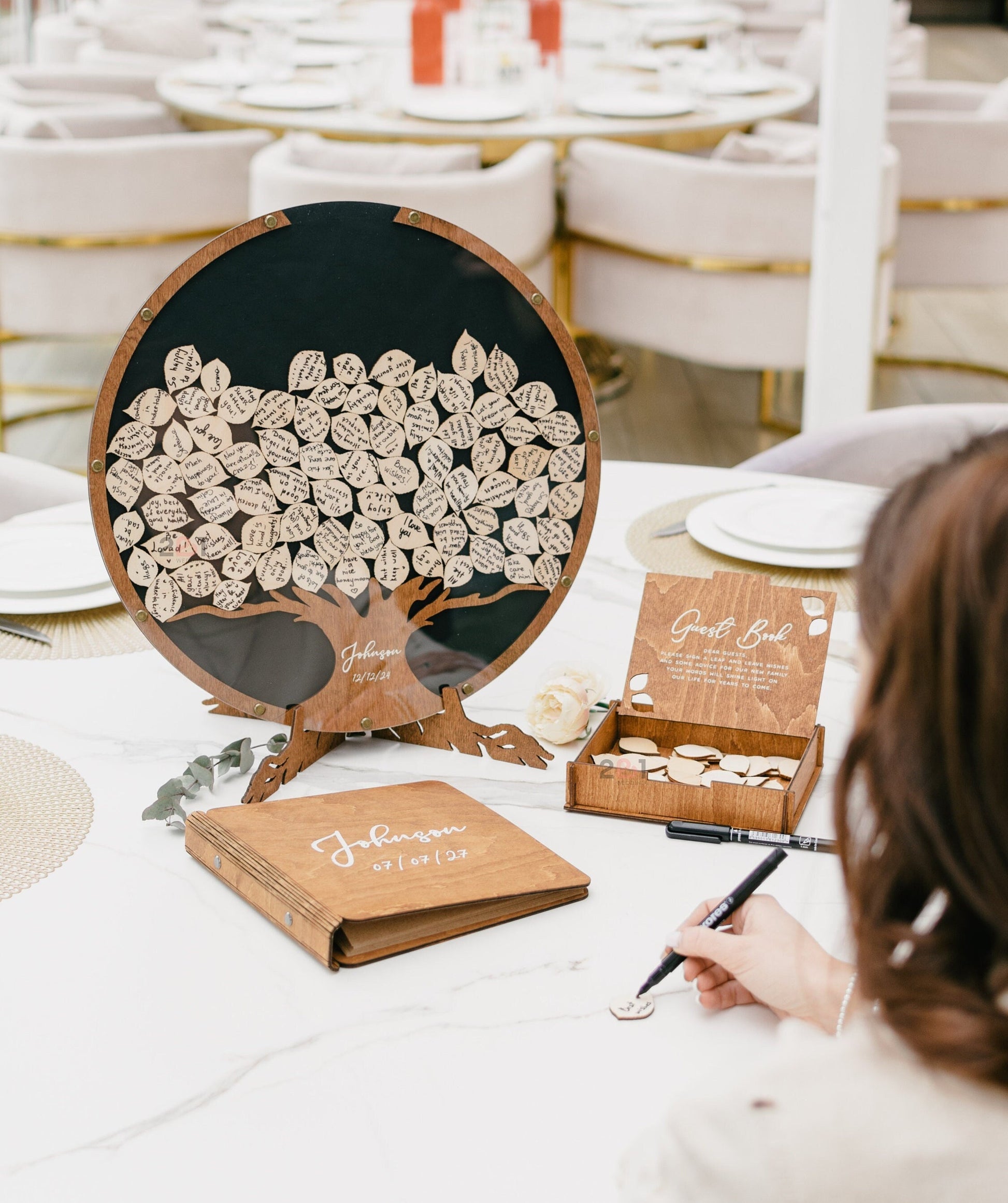Personalized family tree wedding guest book alternative