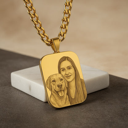 Custom Engraved Portrait Necklace – personalization and design detail