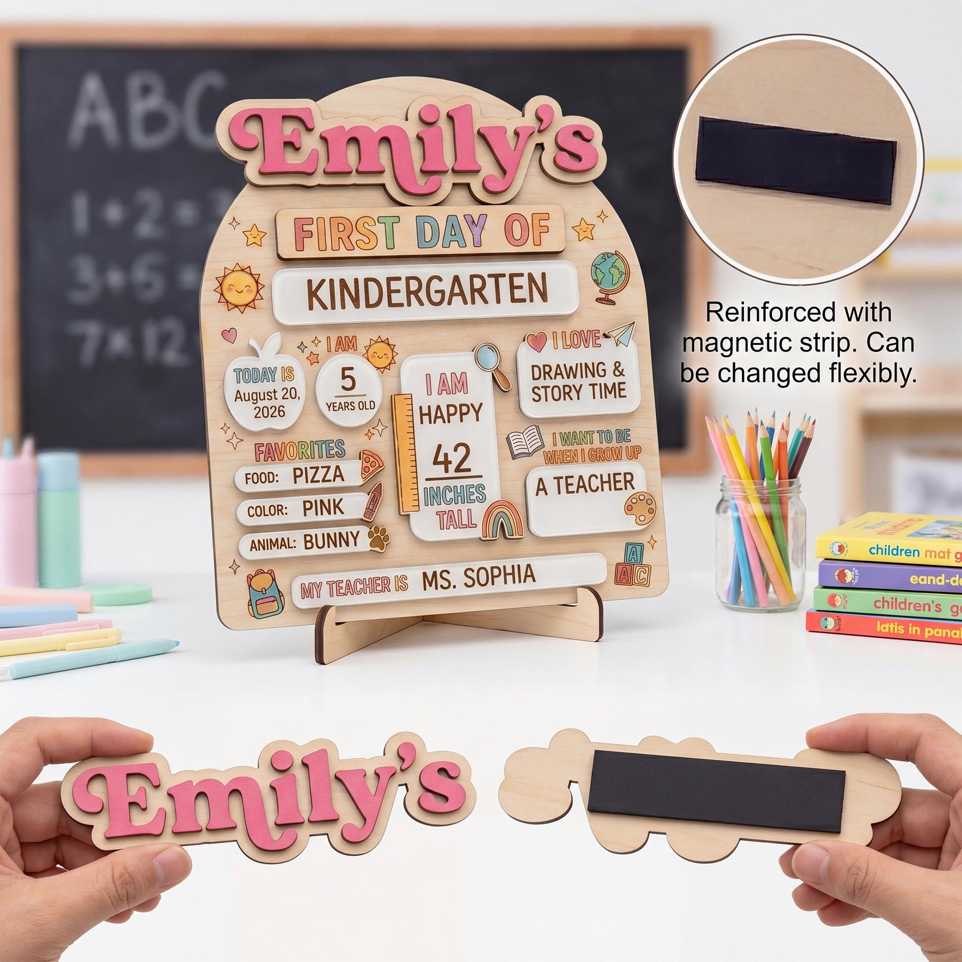 Personalized wooden school sign