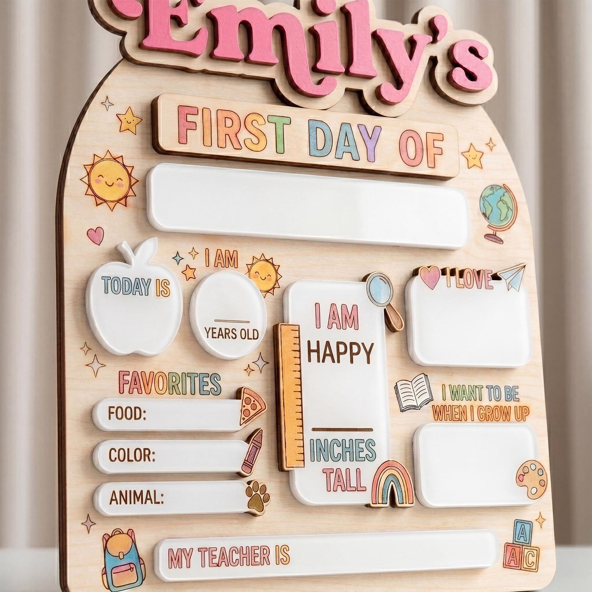 Custom name school milestone board