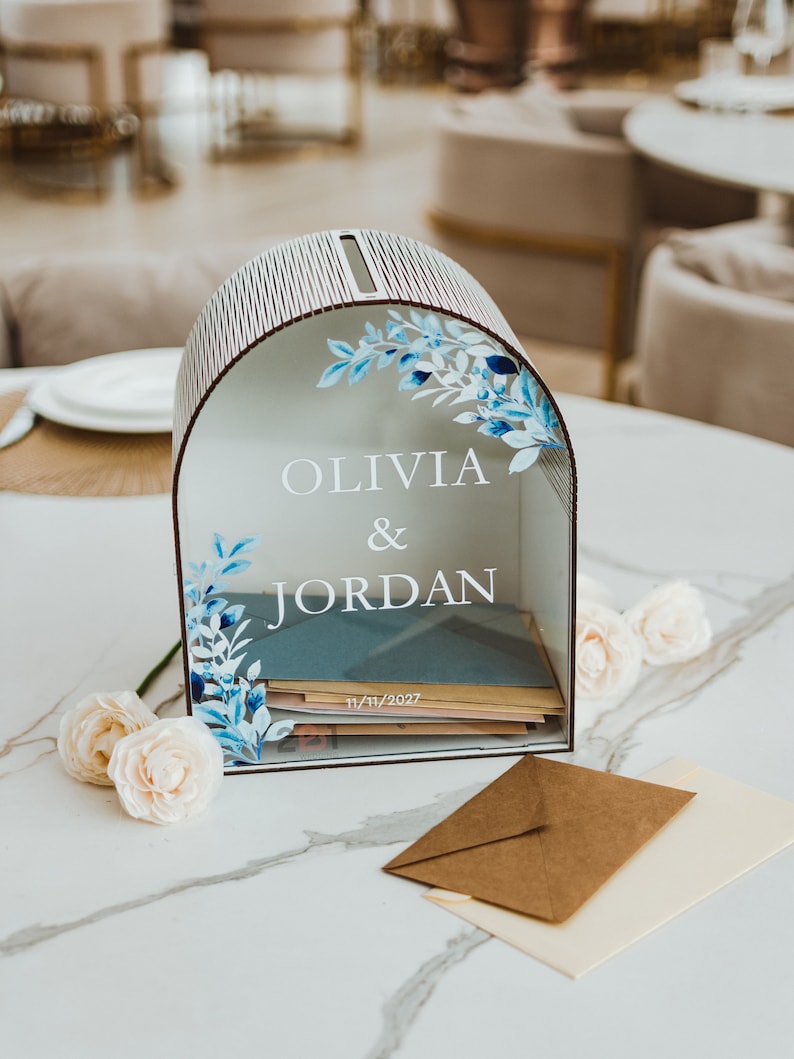 Personalized wedding card box floral design