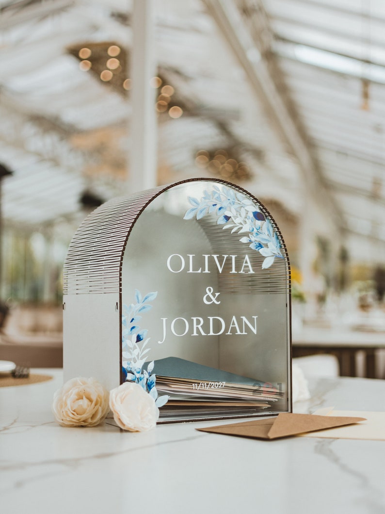Floral acrylic reception card box