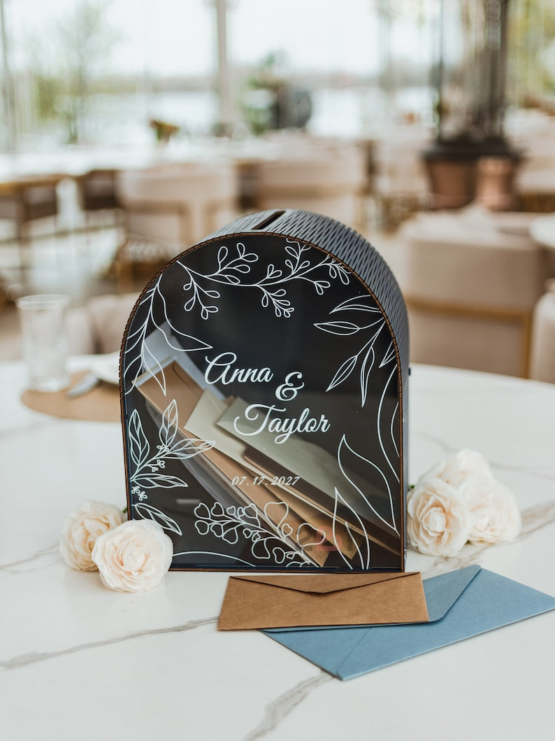 Custom names and wedding date card box