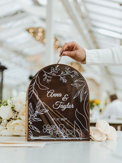 Personalized floral print wedding card box