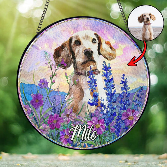 Custom Dog Photo Memorial Window Suncatcher personalized portrait window decor