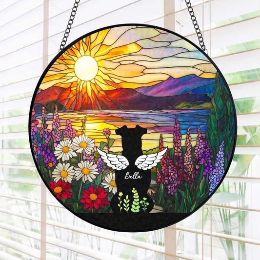 Personalized Dog Memorial Stained Glass Suncatcher personalized portrait window decor
